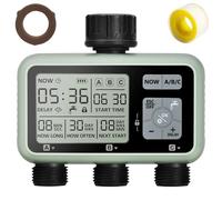 3 Outlet Sprinkler Timer Brass, Programmable Garden Hose Timer with Rain Delay, Manual& Automatic Watering System, Waterproof Digital Irrigation Controller Watering Evenly for 3 Separate Water Zones