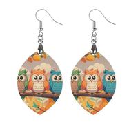 3 Owls Wooden Earrings for Women, Vintage Elegant Wood Jewelry, Lightweight Earrings for Wedding, Party, Everyday Jewelry Gift, Love, Wood, wood