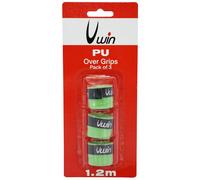3 PACK 0.6mm x 1.2m GREEN PU Comfort Over Grip - Tennis Badminton Squash Racket