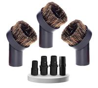 3 Pack 1-1/4 Inch Round Horsehair Vacuum Dust Brush Attachment with Soft Bristle Plus 1 3/4 Inch to 1 1/4 Inch Vacuum Hose Adapter | 32MM Vacuum Cleaner Accessories and 35MM to 32MM Converter