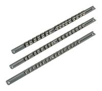 3 Pack - 1/2" 3/8" & 1/2" Square Drive Bit Holder - Retaining Rail Bar Storage