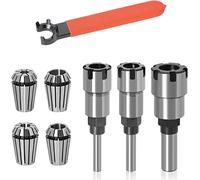 3-Pack 1/4 Inch &8mm &1/2Inch Shank Router Collet Extension Rod with 4PCS 1/4", 8mm, 12mm, 1/2" ER20 Spring Collet and ER20 M Type Collet Chuck Wrench Spanner for Milling Cutter Router Bit
