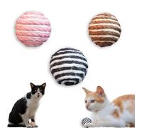 3-Pack 1.7" Sisal Cat Ball Toy - Woven Natural Plants Fibers Cat Toys Balls with Bell Inside, Interactive Cat Toys for Indoor Cats Kitten,Motion Activated,Chasing