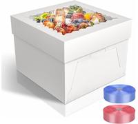 3 Pack 10 Inch Cake Box with Window and Board for Baking Moms - Disposable White Cake Packaging for Party Gifting, Event Display, and At-Home Bakers Inspired by Pinterest and Subscribed to Bakery Box
