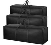 3 Pack 100L Capacity Travel Duffle Bag, Large Holdall Folding Heavy Duty 600D Oxford Fabric Long Storage Luggage Bags with Zips for Moving Camping (Black)