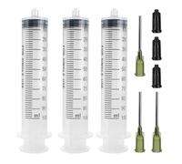 3 Pack 100ml Plastic Reusable Syringes with 14G 1.0'' Blunt Tip Fill Needles and Storage Caps (Luer Lock) for Glue Applicator, Oil Dispensing Multiple Uses