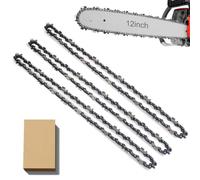 3 Pack 12 Inch (30cm) Chainsaw Chain - 3/8" LP, 0.043" Gauge, 45 Drive Links - Replacement Saw Chain Compatible with Ryobi, Bosch, Makita, Dewalt & More - for Cordless Electric Chainsaws