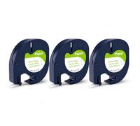 3 Pack 12mm x 4m Self Adhesive Paper Label Tape Black on White for LetraTag