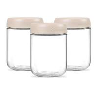 3 Pack 12oz Glass Jars with Lids, with Screw Lid Reusable Small Mason jars Overnight Oats Jars, Glass Candy Canning for Food Prep, Yogurt, Spice,Fruit, Sauce, Cereal, Snacks