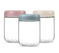 3 Pack 12oz Glass Jars with Lids, with Screw Lid Reusable Small Mason jars Overnight Oats Jars, Glass Candy Canning for Food Prep, Yogurt, Spice,Fruit, Sauce, Cereal, Snacks