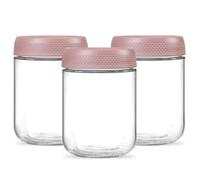 3 Pack 12oz Glass Jars with Lids, with Screw Lid Reusable Small Mason jars Overnight Oats Jars, Glass Candy Canning for Food Prep, Yogurt, Spice,Fruit, Sauce, Cereal, Snacks