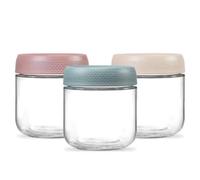 3 Pack 12oz Glass Jars with Lids, with Screw Lid Reusable Small Mason jars Overnight Oats Jars, Glass Candy Canning for Food Prep, Yogurt, Spice,Fruit, Sauce, Cereal, Snacks