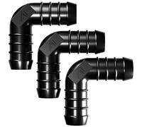 3 Pack - 13mm (0.5 Inch) Black Plastic 90 Degree Pipe Elbow Connector Pond Water Garden Silicone Rubber