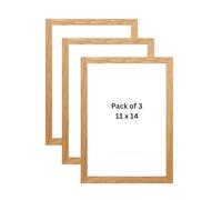 3 pack 14x11 Poster Frame,100% Solid MDF Wood with Mat,set of 3 14x11 Frames with Plastic Acrylic Glass,35x28cm Poster Frame for Wall Mount,Black,Oak,White set of 3 Horizontal or Vertical (oak)