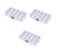 3 Pack 15 Cell Clear Plastic Storage Organiser Compartment Craft Bead Box Case Nail Art Gem Bits Small Screws Seperator Split Shot Unit Box Watch Screws Divider Custom Changeable Section Sectioned