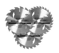 3 Pack 150mm x 20mm TCT Circular Saw Blades - 16,24,30 Teeth - 12.75mm Ring - Loops