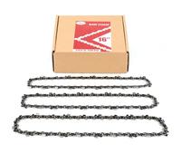 3-Pack 16 Inch Chainsaw Chain 56 Drive Links, 3/8" Pitch, 0.050" Gauge, Fit for Craftsman, Remington, Greenworks, Earthwise, Echo, Ryobi, Husqvarna Chainsaws and More, PETOX