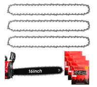 3-Pack 16 Inch Chainsaw Chains, 40cm, 3/8" LP Pitch, .050" (1.3mm) Gauge, 57 Drive Links, Replacement Saw Chain Compatible with Titan,Black & Decker,Einhell,Ryobi and Other(3/8" LP .050" 57DL 16" X3)