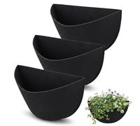 3 Pack 16 Inch Half Moon Felt Plant Pot Liners, Semi Circle Wall Hanging Planter Inserts, Breathable Half Round Flower Pot Replacement Liner for Garden Balcony Fence Indoor Outdoor Planters (16)
