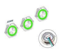 3 Pack 16mm Push Button Switch with Led Light for 12V 24V Systems Momentary Waterproof Metal Switch for Automotive and Industrial Use