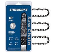 3-Pack 18 Inch Chainsaw Chain, 3/8" LP Pitch .050" Gauge 62 Drive Links Fits EGO CS1800, CS1804, Poulan Pro PR4218, 581562301, Oregon S62, CS1500, DEWALT and More