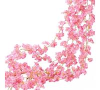 3 Pack 180cm Artificial Cherry Blossom Flower Garlands - Realistic Pink Silk Hanging Vines for Wedding, Party, Wall, Bedroom & Garden Decoration (Pink)