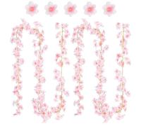 3 Pack 180cm Artificial Silk Cherry Blossom Garland Vines, Artificial Cherry Blossom, Hanging Vine Garland Artificial Flowers, for Home Wedding Indoor Outdoor Garden Wall Decor Party Decoration (Pink)