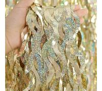 3 Pack 1X2M Tinsel Foil Fringe Champagne Gold - Foil Fringe Backdrop Wall Curtains for Baby Shower,Mermaid,Under The Sea,Ocean,Frozen Party Decorations