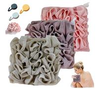 3-Pack 2-in-1 Loofah Washcloth Set with Soap Pouch, Exfoliating Bath Sponge with Drawstring, Dual-Sided for Deepth Cleansing & Smooth Skin (3 Colors), Bar Soap Loofah Pouch