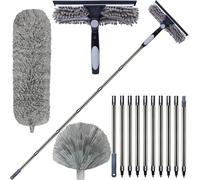 3 Pack 20+ Feet High Reach Dusting Kit with 3-14 ft Spliceable Pole //2 in 1 Window Cleaning Kit // High Ceiling Duster // Cobweb Microfiber Duster // Outdoor & Indoor Extendable Duster Cleaning Kit