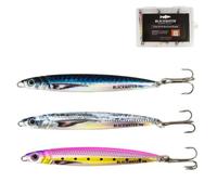 3 Pack 20g SeaTrout Lure Bass Sandeel Pollock Pike Perch Cod Silver Super Sprat Spoon Fishing Mackerel Holographic Silver Blue Pink Treble Hook Long Cast Jig Metal Spinner 20 Gram
