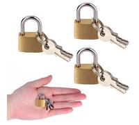 3 Pack 20mm Solid Brass Padlocks with 9 Keys, Small Locker Padlocks, Solid Brass Body, Mini Luggage, Tool Box, Jewellery Box and Cupboard