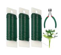 3 Pack 22 Gauge Green Floral Wire - 125 Yards Flexible Craft Wire with Cutter for DIY Wreaths, Floral Arrangements, Wedding Decor, Garden Plant Support, and Home Crafts (0.70mmX35M)