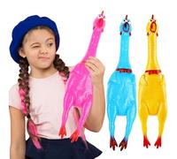 3 Pack 22 Inch Crazy Huge Squeeze Screaming Rubber Chicken Yellow Squawking Chicken Rubber Squeaky Chicken Toy for Kids Adults Dogs Pets Prank Novelty Toy