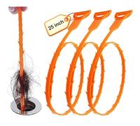 3 Pack 25 Inch Hair Snake Tool Drain Opener Hair Clog Remover Sink Snake for Sewer Kitchen Sink Bathroom Tub Toilet Clogged Drains Relief Cleaning Tool