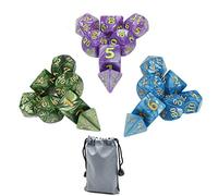 3 Pack 25mm Giant DND Dice Set for Dungeons and Dragons D&D RPG Pathfinder Role Playing Game Blue Green Purple Oversize Polyhedral Dice with Bag