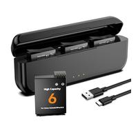 3 Pack 2800mAh Battery Replacement Compatible for DJI Osmo Action 6/5 Pro / 4/3 /Osmo 360 Cameras with 3-Channel Type-C Battery Charging Station