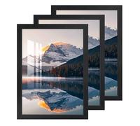 3 Pack 2cm A4 Picture Frames 21x29.7cm Black Photo Frame with HD Acrylic Glass MDF Wood Poster Frames for Photo Gallery Certificate Jigsaw Puzzles Horizontal or Vertical Wall Hanging or Tabletop