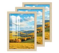3 Pack 2cm A4 Picture Frames 21x29.7cm OAK Photo Frame with HD Acrylic Glass MDF Wood Poster Frames for Photo Gallery Certificate Jigsaw Puzzles Artwork Horizontal or Vertical Wall Hanging or Tabletop