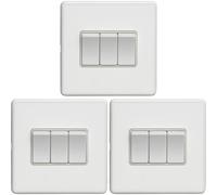 3 PACK 3 Gang Triple Light Switch SCREWLESS MATT WHITE 2 Way 10A Slim Rocker