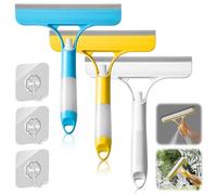 3 Pack 3 in 1 Window Cleaning Scraper, Shower Squeegee Cleaner, Window Squeegee Glass Cleaning Wiper with Spray Bottle & Brush, All Purpose Window Cleaner Tool for Car Home Kitchen