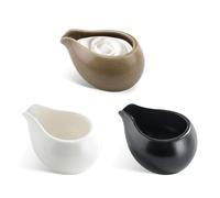 3 Pack 3 Oz/100 ml Small Ceramic Creamer Pitcher, Mini Gravy Sauce Boat, Porcelain Serving Syrup Pitcher (3 Colors)