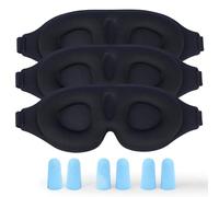 3 Pack 3D Contoured Sleep Eye Mask - with 3 Pair Ear Plugs - Soft Breathable Blackout Sleeping EyeMask for Men Women Adults - Lightweight Zero Pressure Eye Cover for Travel Naps Night Shift Meditation