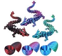3 Pack 3D Printed Dragon Eggs with Dragon Inside - Mini 8.66 inch Dragons Fidget Toy in Dragons Egg, 3D Printed Style Decor for Easter Basket Fillers, Kids Teens Gifts (Multicolor) (color 1)