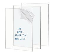 3 Pack 42x29.7cm Clear Acrylic Sheet 2mm Thick, Clear Perspex Sheet, Plastic Sheet, Acrylic Board for Wall Crafts Glass Picture Frame DIY Projects Signs and Painting
