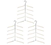 3-Pack 5-in-1 Space Saving Blouse Hangers - Non-Slip Padded Swing Arm Coat Hangers, Heavy Duty Stainless Steel for Shirts & Sweaters (White)