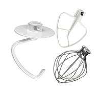 3 Pack, 5 Qt, Mixer Attachment Set, Compatible with KitchenAid K45B K5THCB | Mixer Attachment Set, 3 piece set, stainless steel + aluminum alloy + aluminum construction, 5 Qt