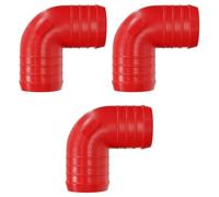 3 Pack 50mm 90 Degree Barbed Plastic Hose Elbow Joiner Connector Red | 3D printed ABS, made in the UK | Ribbed barbs for a secure grip | -20°C to +105°C | Matte finish