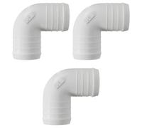 3 Pack 50mm 90 Degree Barbed Plastic Hose Elbow Joiner Connector White | 3D printed ABS, made in the UK | Ribbed barbs for a secure grip | -20°C to +105°C | Matte finish