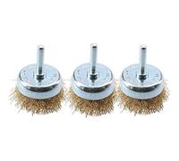3 Pack 50mm Steel Wire Cup Brush For Drills Brass Coated Rust Paint Remover